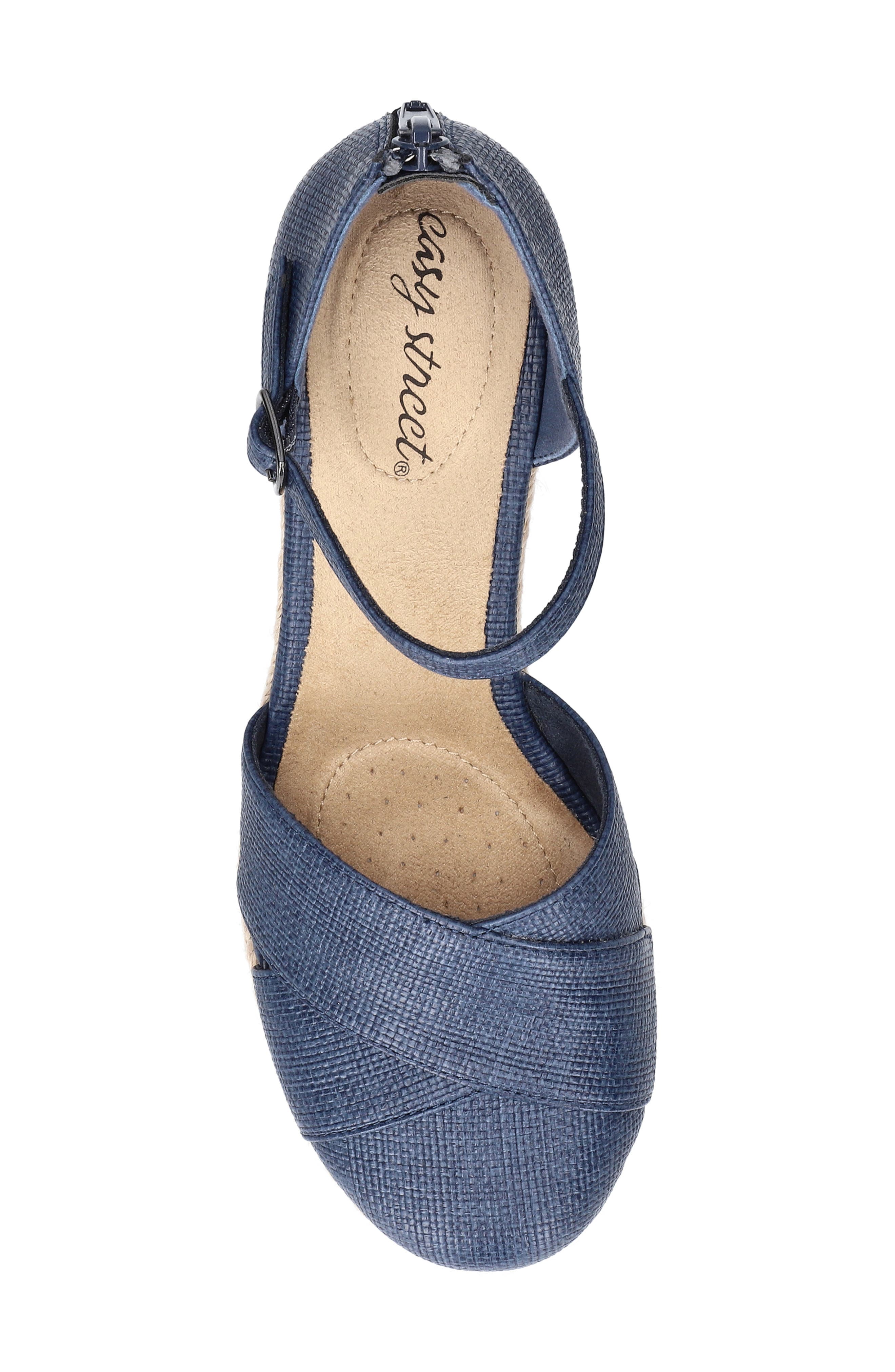 Coast Espadrille Wedge Sandal, Alternate, color, NAVY LINEN EMBOSSED