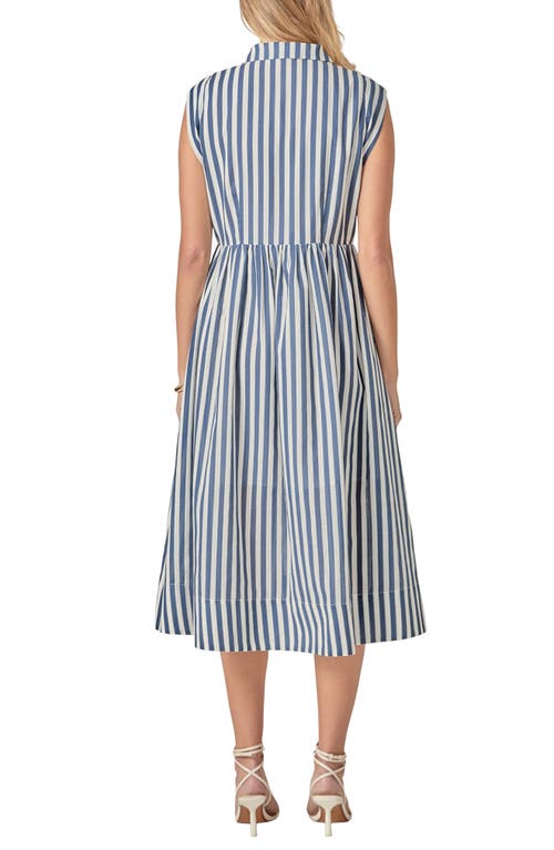 English Factory Stripe Sleeveless Seersucker Midi Shirtdress