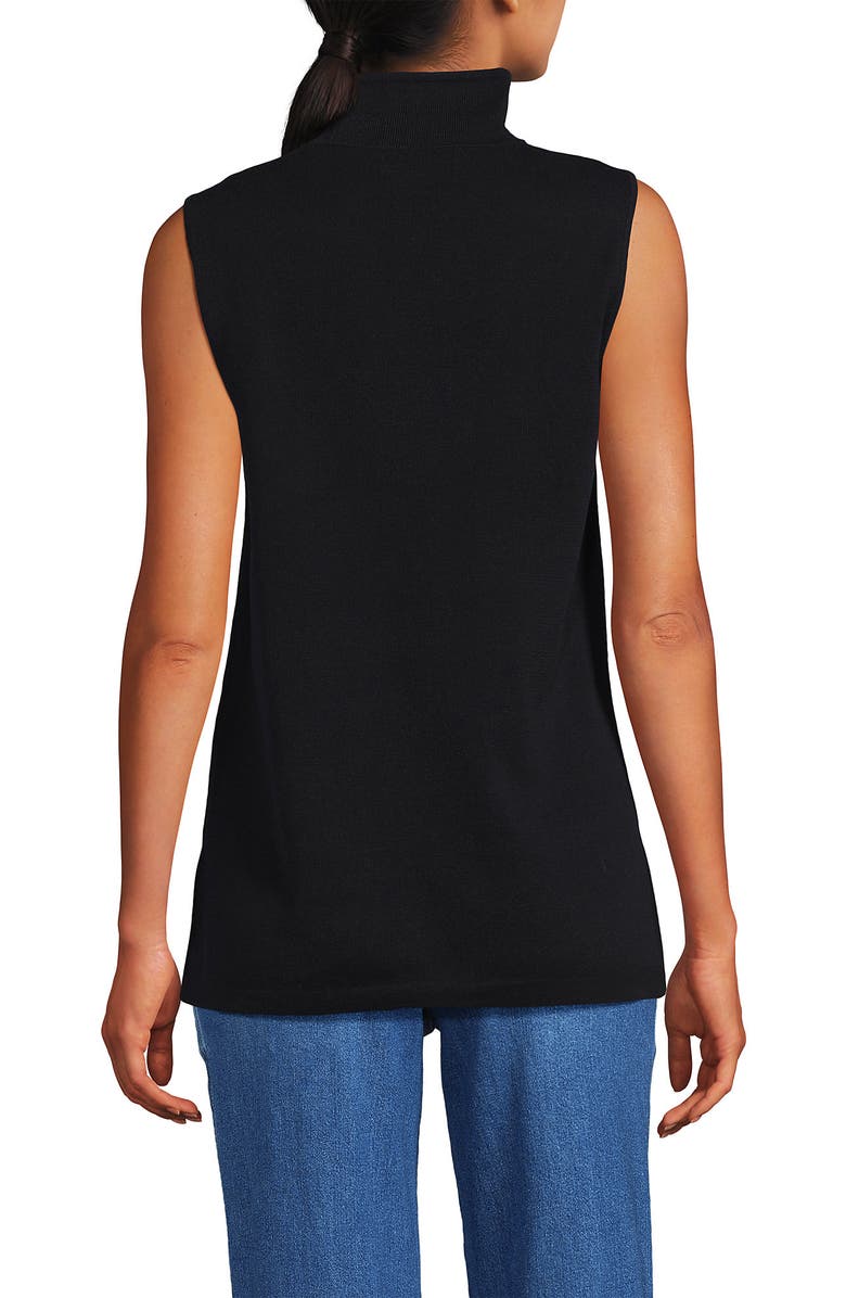 Lands' End Fine Gauge Sleeveless Mock Sweater, Alternate, color, Black