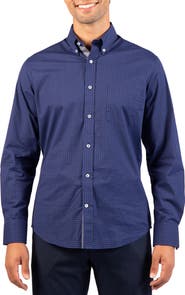 TailorByrd Gingham Performance Long Sleeve Button Down Shirt