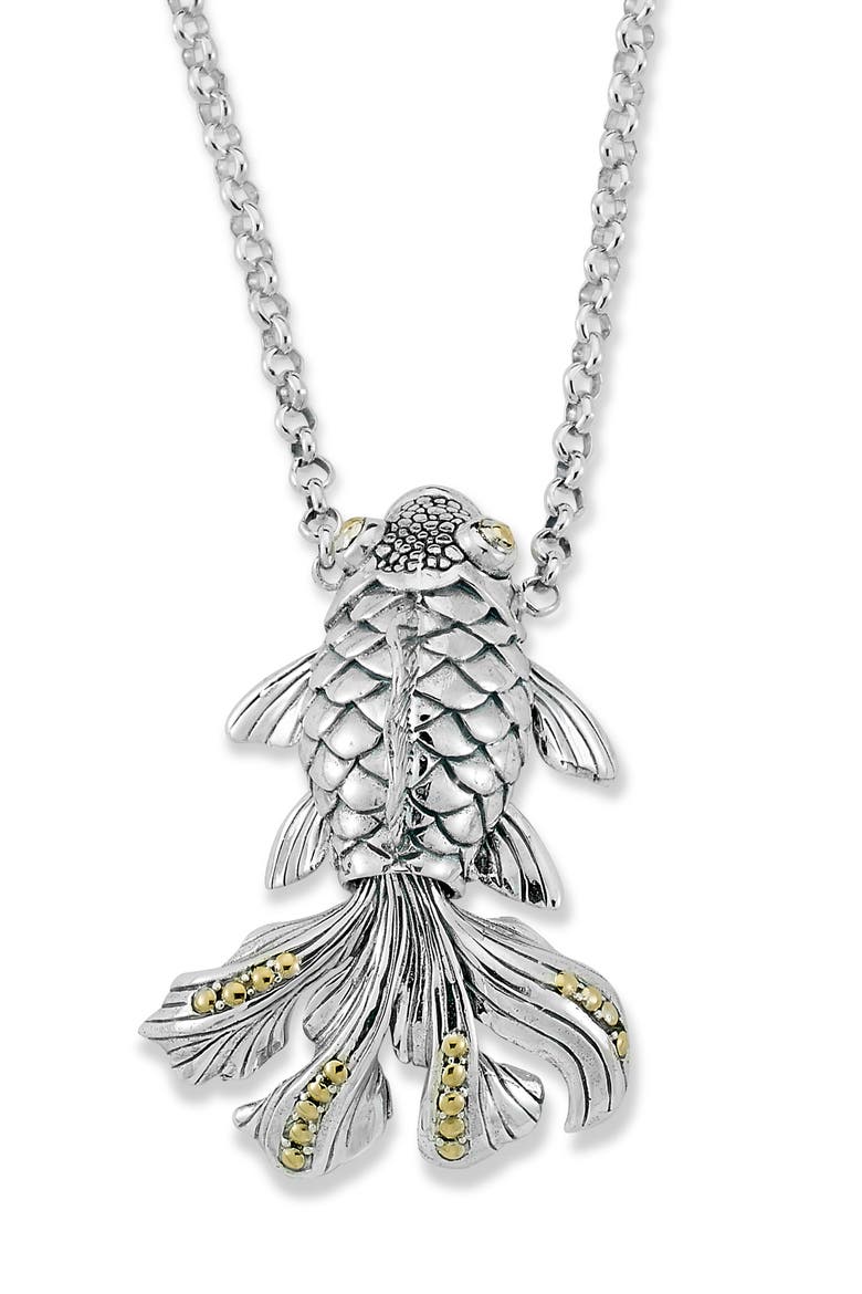 Koi Fish Pendant Necklace, Main, color, SILVER AND GOLD