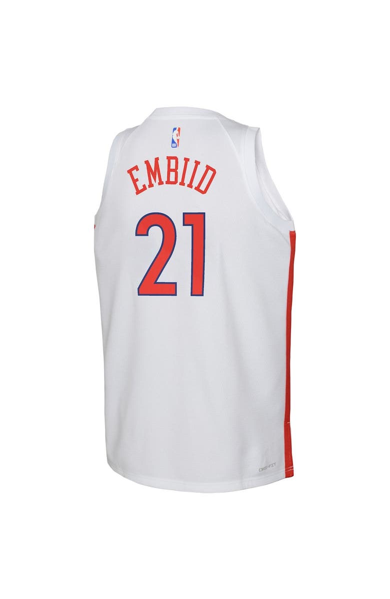 Nike Youth Nike Joel Embiid White Philadelphia 76ers 2022/23 Swingman Jersey - City Edition, Alternate, color,