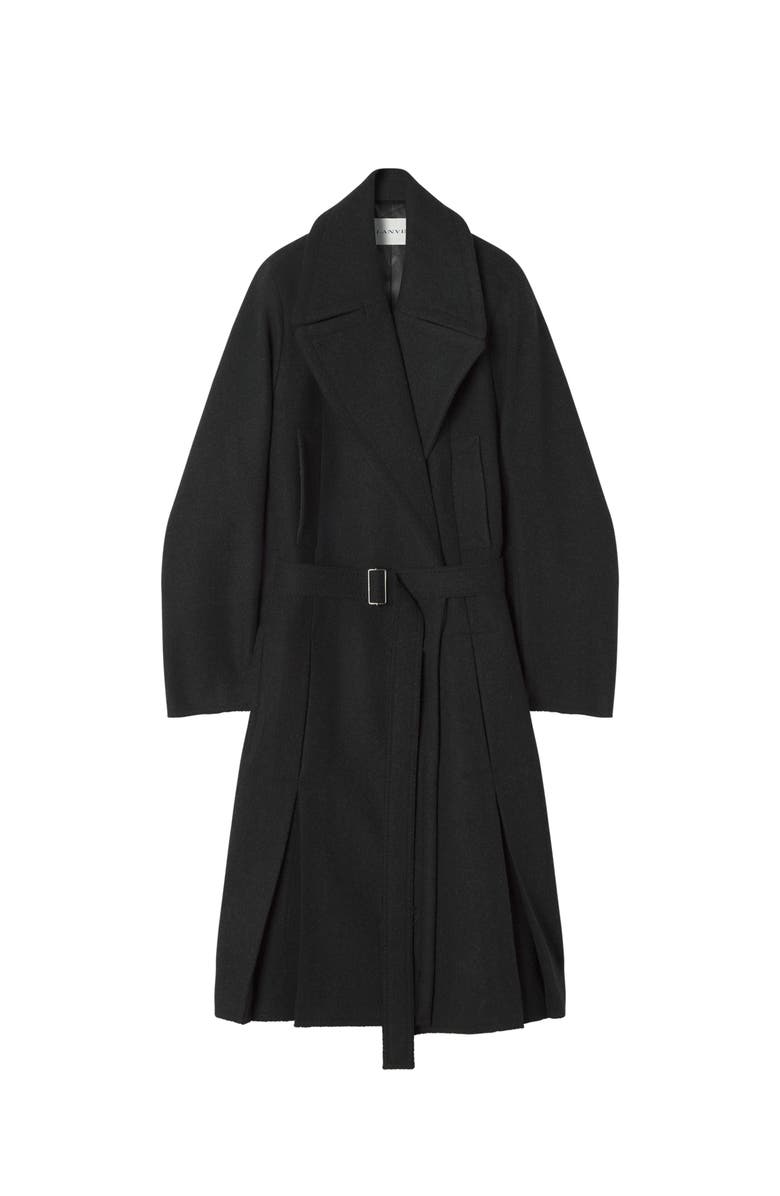 Lanvin Long Belted Peacoat, Main, color, Anthracite