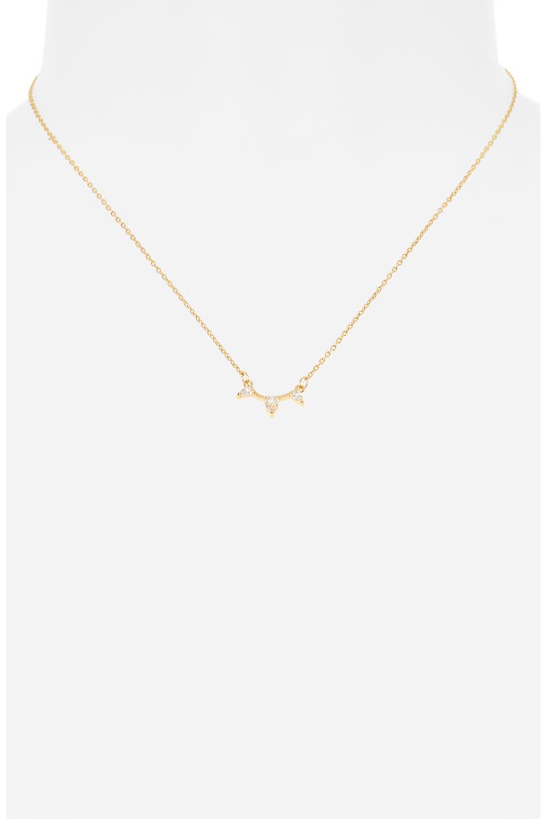 Cubic Zirconia Stud Earrings & Bar Pendant Necklace Set, Alternate, color, CLEAR- GOLD