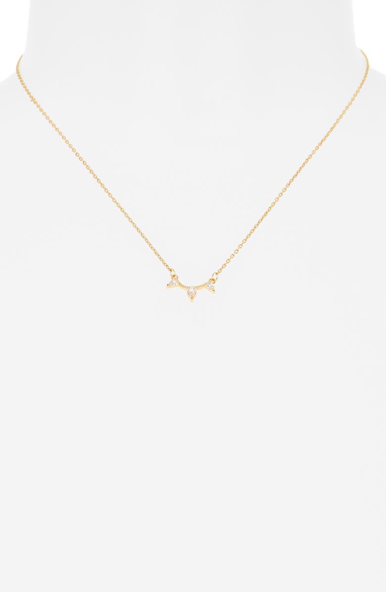 Leith Cubic Zirconia Stud Earrings & Bar Pendant Necklace Set, Alternate, color, Clear- Gold