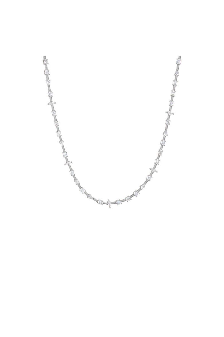CZ Multi Shape Wired Tennis Necklace, Main, color, Silver