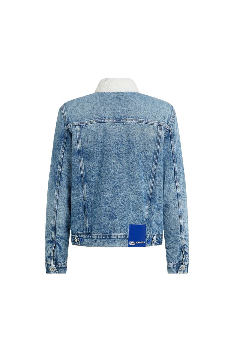 Men's Shearling Denim Jacket, Alternate, color, Washed Mid Blue