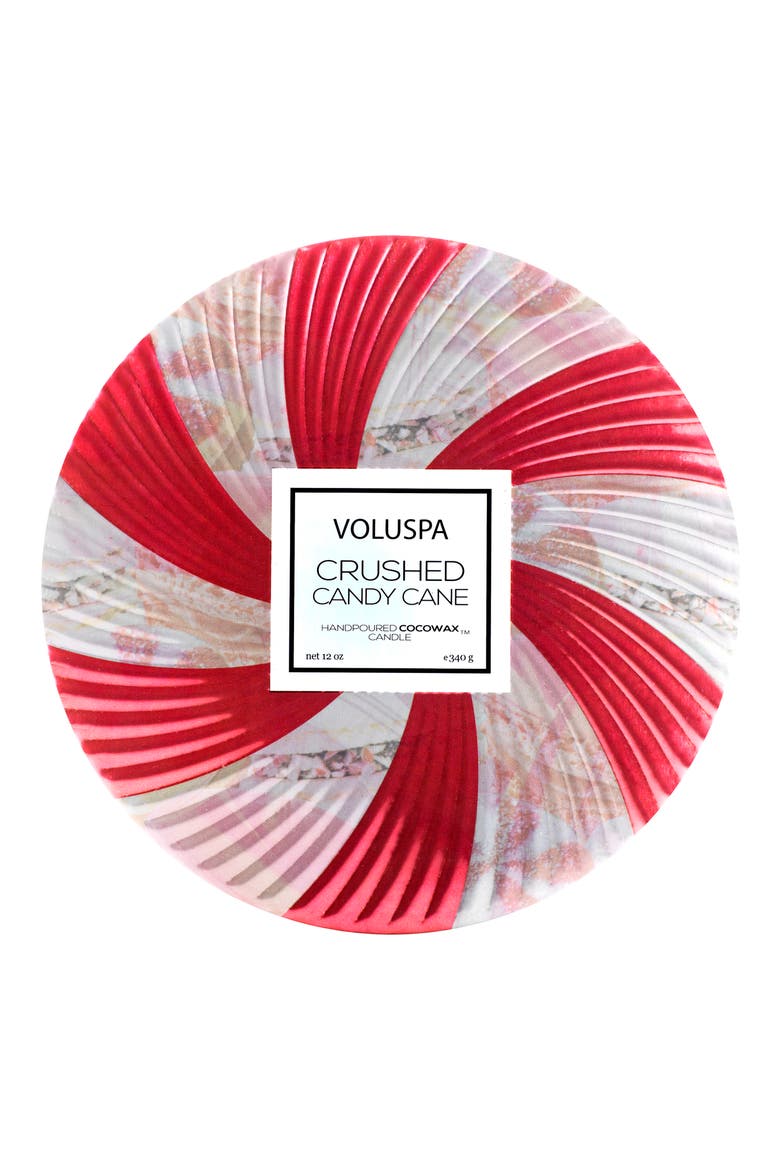 Crushed Candy Cane 3-Wick Decorative Tin Candle (Limited Edition), Alternate, color, RED & WHITE