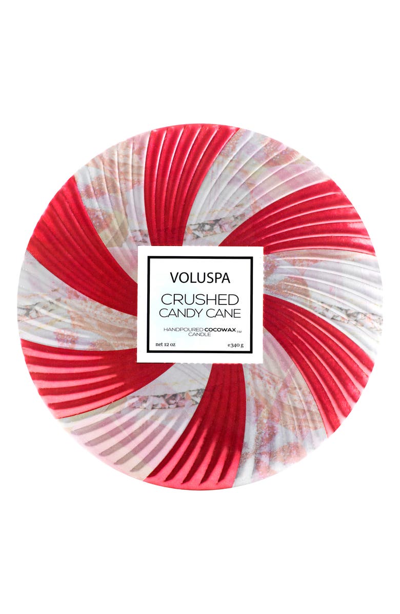 Voluspa Crushed Candy Cane 3-Wick Decorative Tin Candle, Alternate, color,