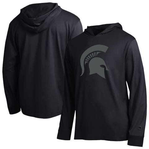 Men's Champion Black Michigan State Spartans Tonal All-Star Long Sleeve Hooded T-Shirt