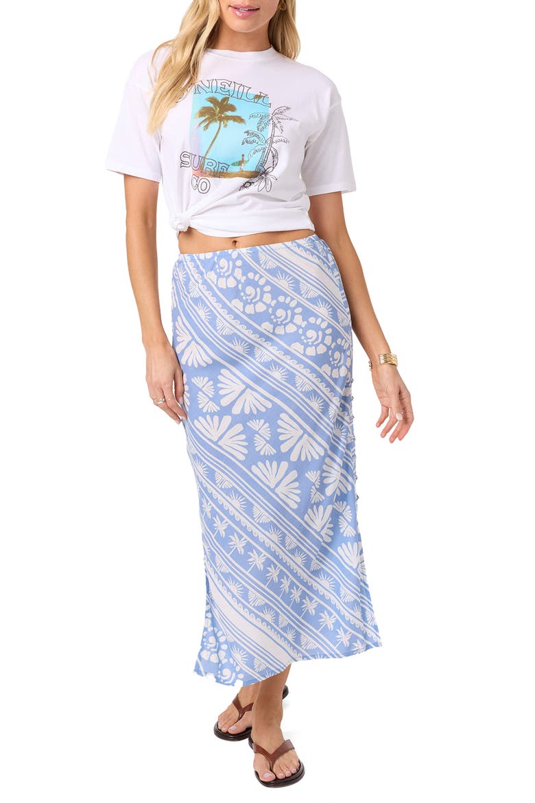Bellamy Abstract Print Midi Skirt, Alternate, color, AZURINE