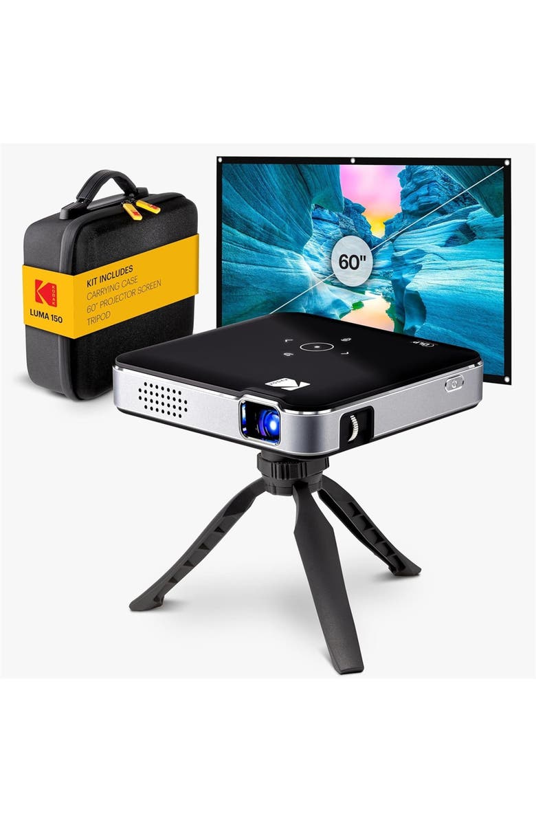 Kodak Luma 150 Pico Projector, Rechargeable Ultra Mini Projector w/60" Screen, Tripod
Case, Main, color, Black