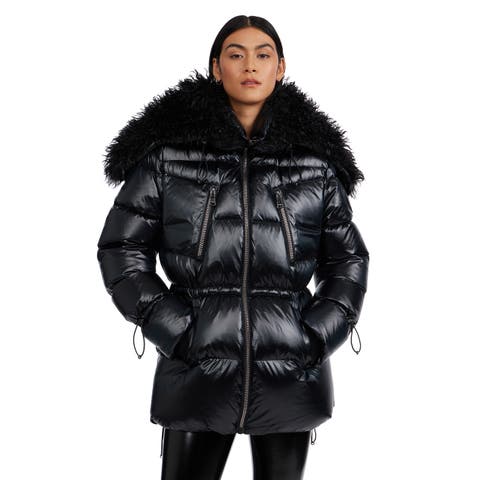 Electra Mid Puffer with Detachable shearling Lined Split Hood