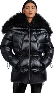 Pajar Electra Mid Puffer with Detachable shearling Lined Split Hood