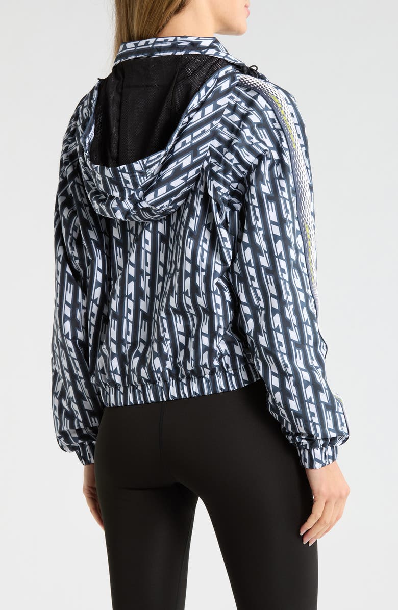 Lacoste Logo Print Half Zip Windbreaker, Alternate, color, Black/ Blue Night-White