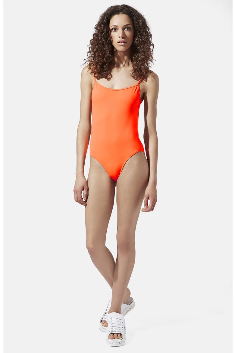 Ashish x Topshop Fluro Orange Backless Swimsuit, Alternate, color, ORANGE