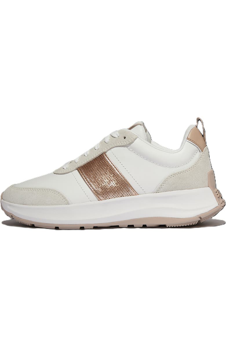 FitFlop F Mode Flow Sequin Flatform, Alternate, color, Urban White/Classic Beige