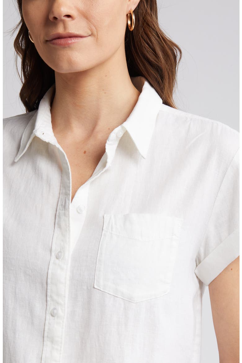 Linen Blend Camp Shirt, Alternate, color, WHITE