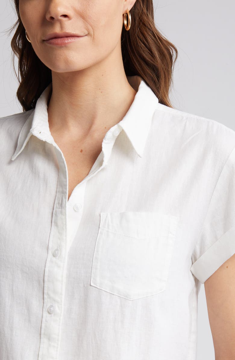 Caslon<sup>®</sup> Linen Blend Camp Shirt, Alternate, color, 