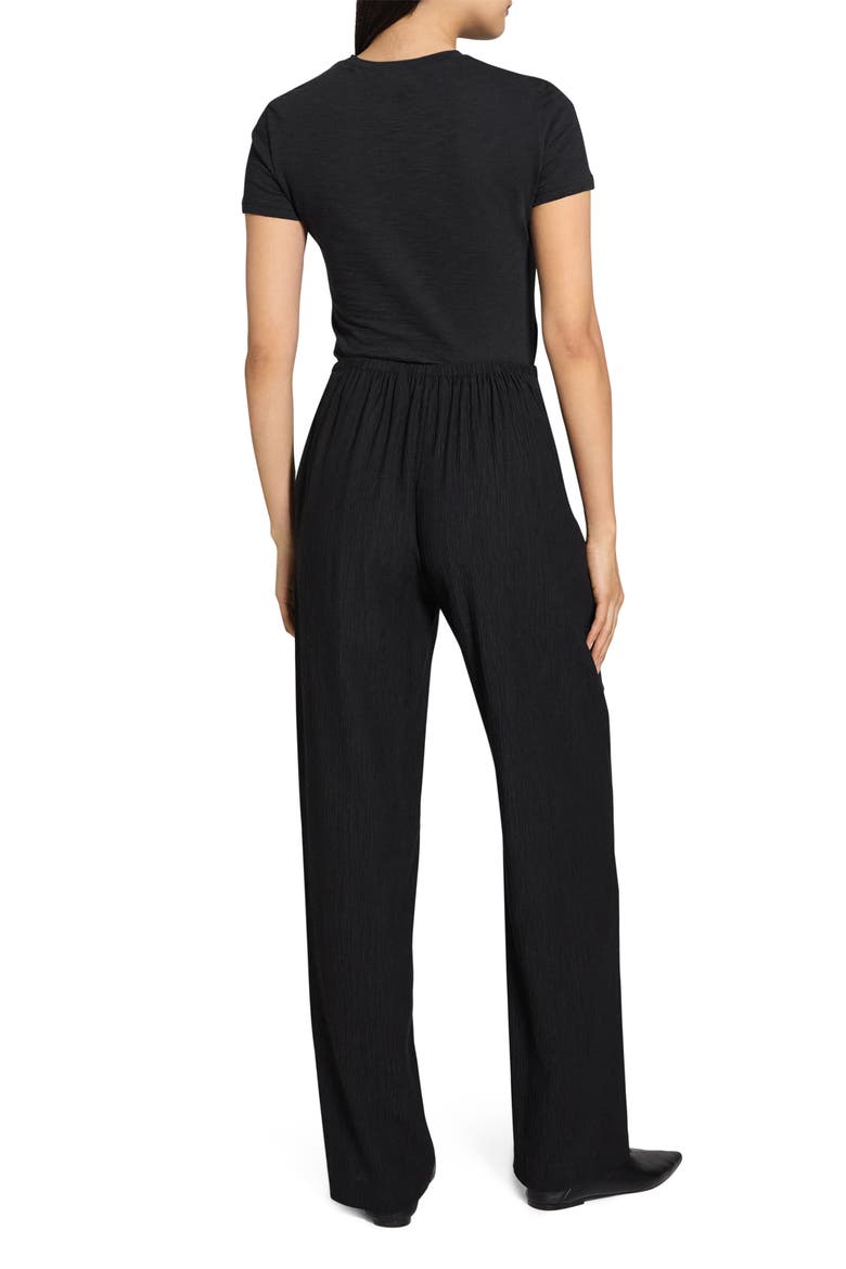 Crinkle Pull-On Wide Leg Pants, Alternate, color, BLACK