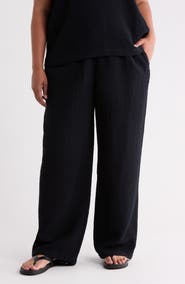 Eileen Fisher Crinkled Organic Cotton Drawstring Pants