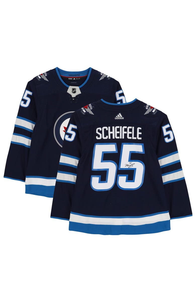 FANATICS AUTHENTIC Mark Scheifele Winnipeg Jets Autographed Navy Adidas Authentic Jersey, Main, color, 