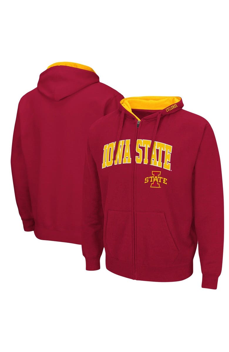 COLOSSEUM Men's Colosseum Cardinal Iowa State Cyclones Arch & Logo 3.0 Full-Zip Hoodie, Main, color, Cardinal
