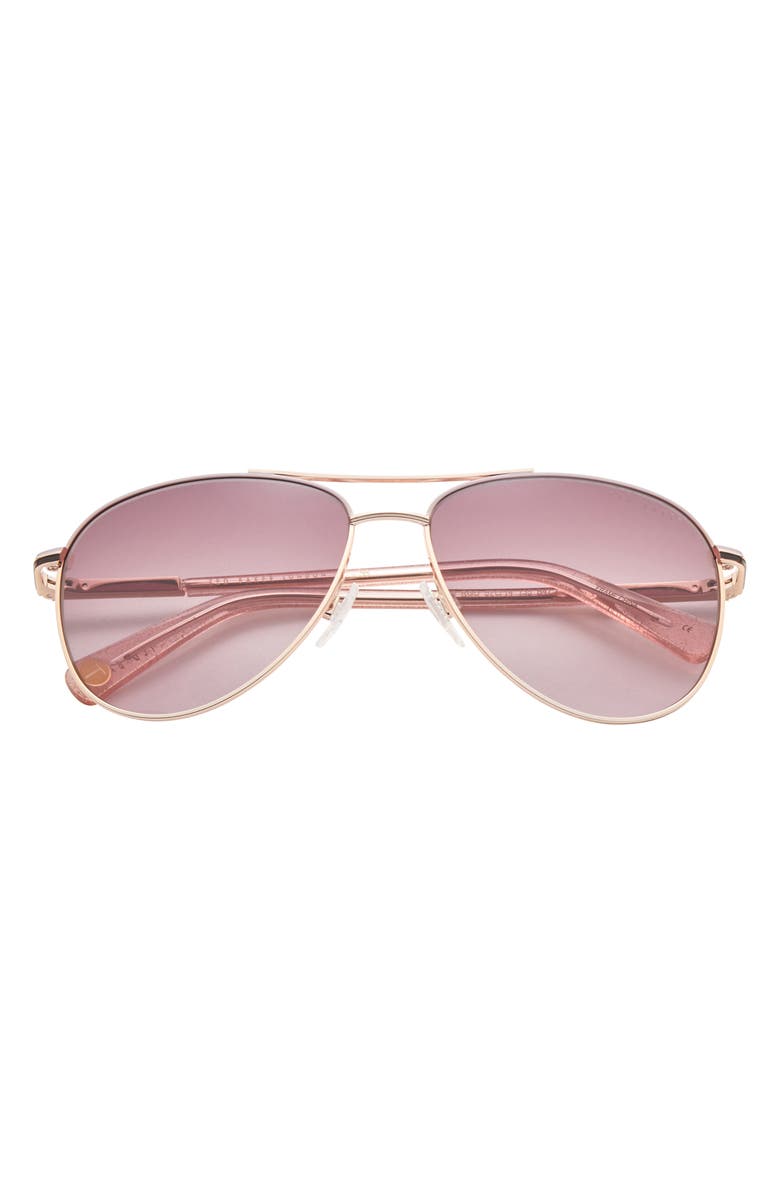 Ted Baker London 57mm Aviator Sunglasses, Main, color, Rosegold