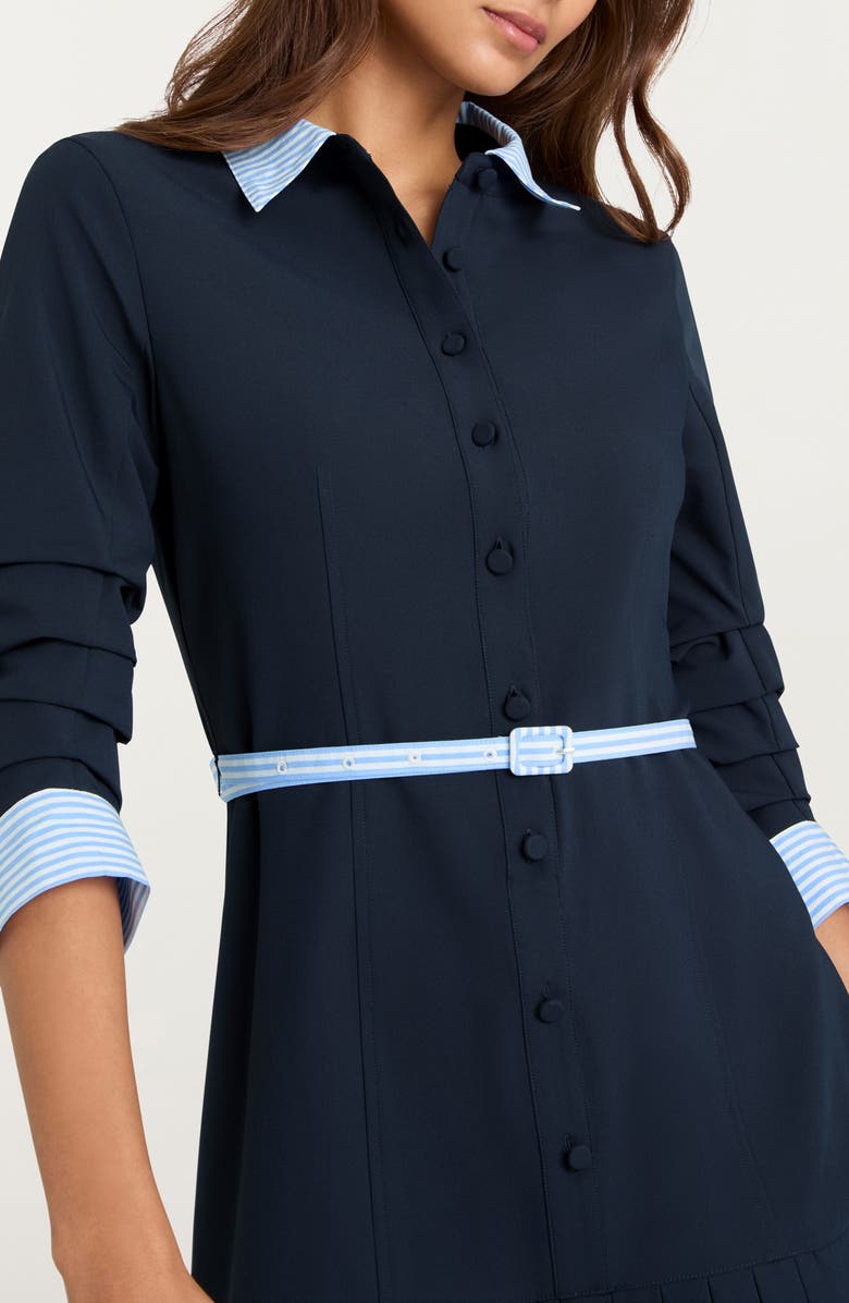 Cinq à Sept Lucilla Belted Shirtdress, Alternate, color, Navy/ Blue Stripe
