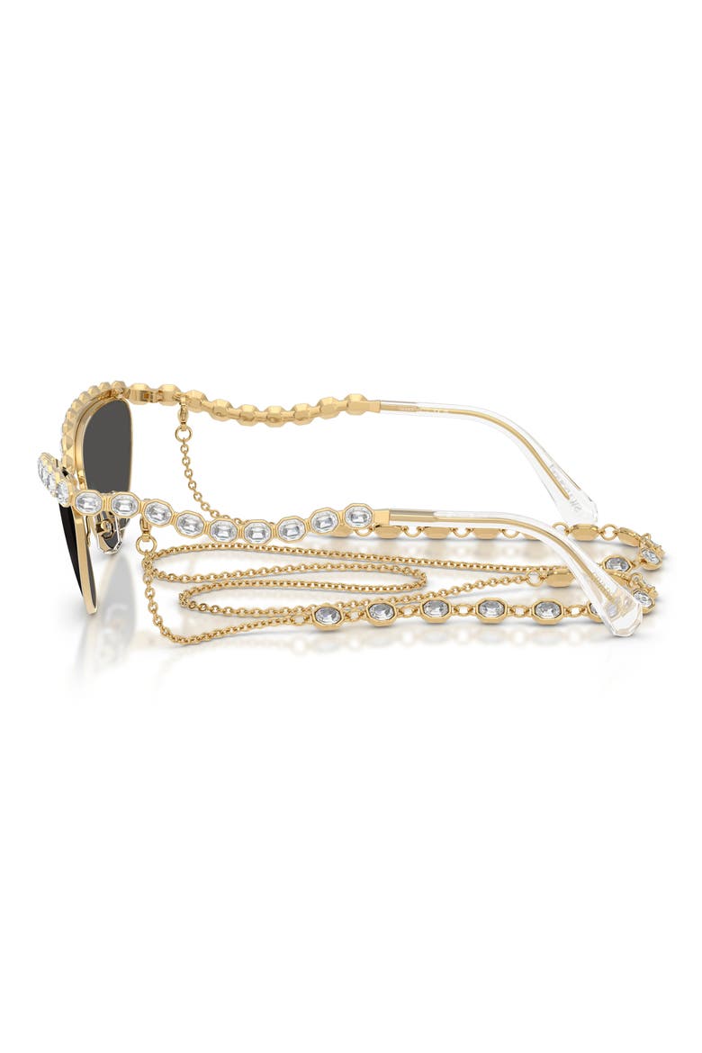59mm Cat Eye Sunglasses with Chain, Alternate, color, GOLD / DARK GREY