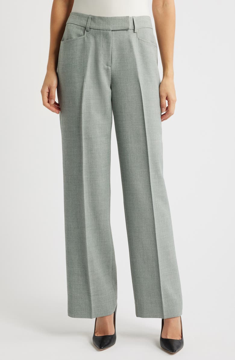 Tahari ASL Bird Eye Straight Leg Pants, Main, color, Eucalyptus