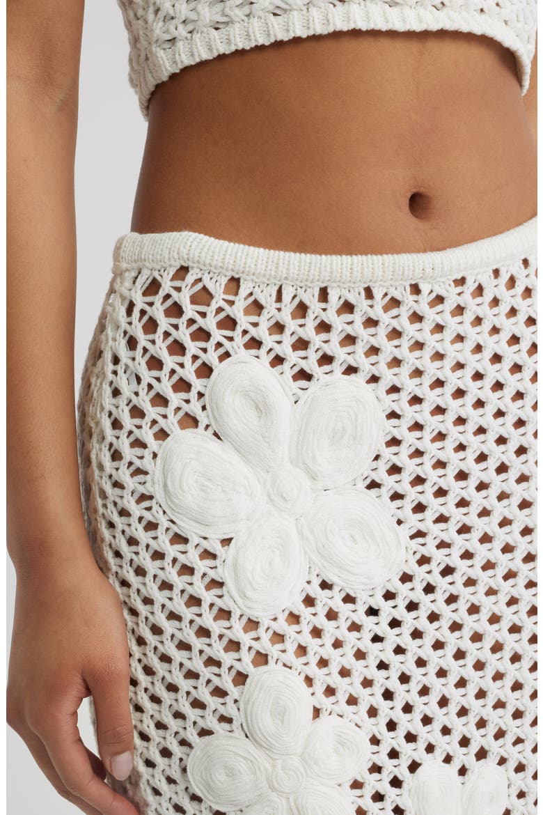 Applique Floral Knit Maxi Skirt, Alternate, color, WHIPPED WHITE