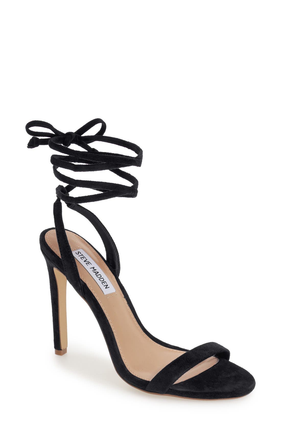 'Pattrice' Ankle Wrap Sandal, Main, color, BLACK SUEDE