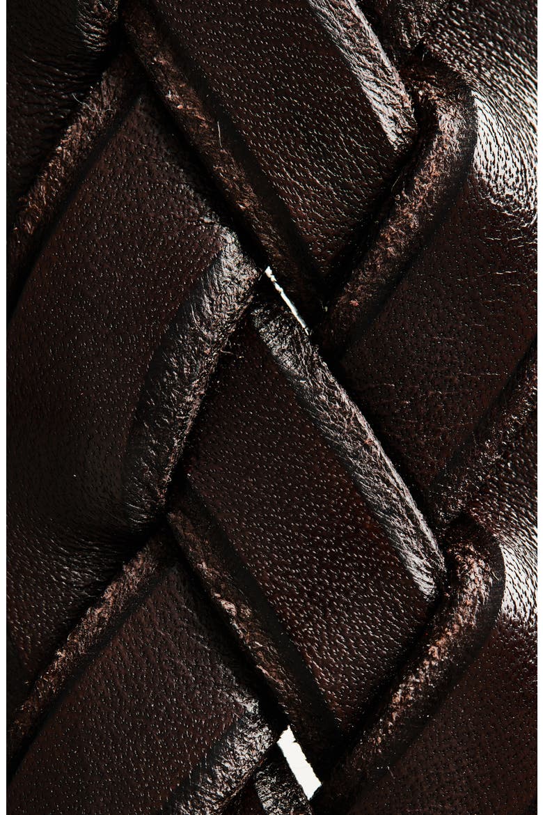 Woven Leather Belt, Alternate, color, M0696 DARK BROWN