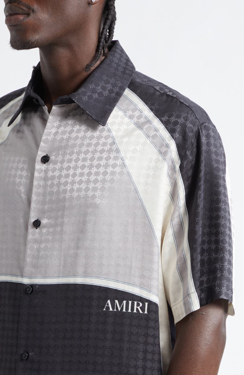 AMIRI MA Quad Panel Ovesize Satin Button-Up Shirt, Alternate, color, Black
