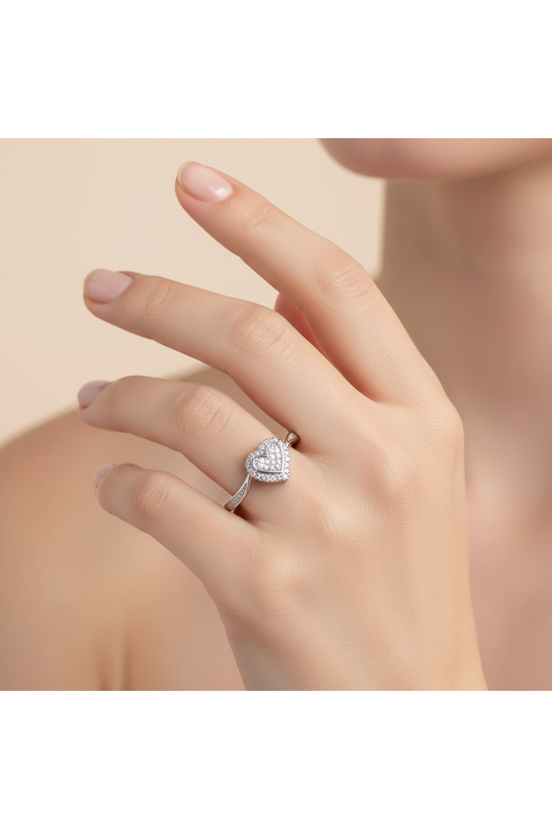 Caressa 0.15 Ct Natural Diamond Heart 10K Gold Ring, Alternate, color, 10K White Gold