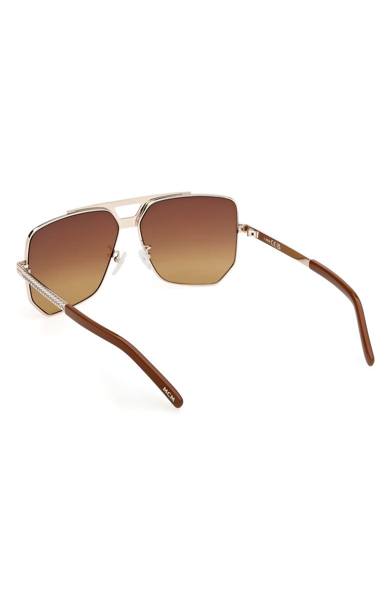 MCM 59mm Polarized Navigator Sunglasses, Alternate, color, Gold / Gradient Brown