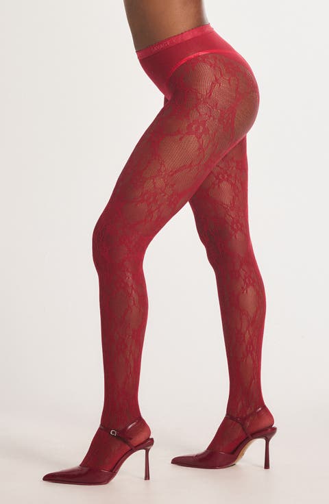 Savage X Lace Floral Sheer Tights (Regular & Plus)