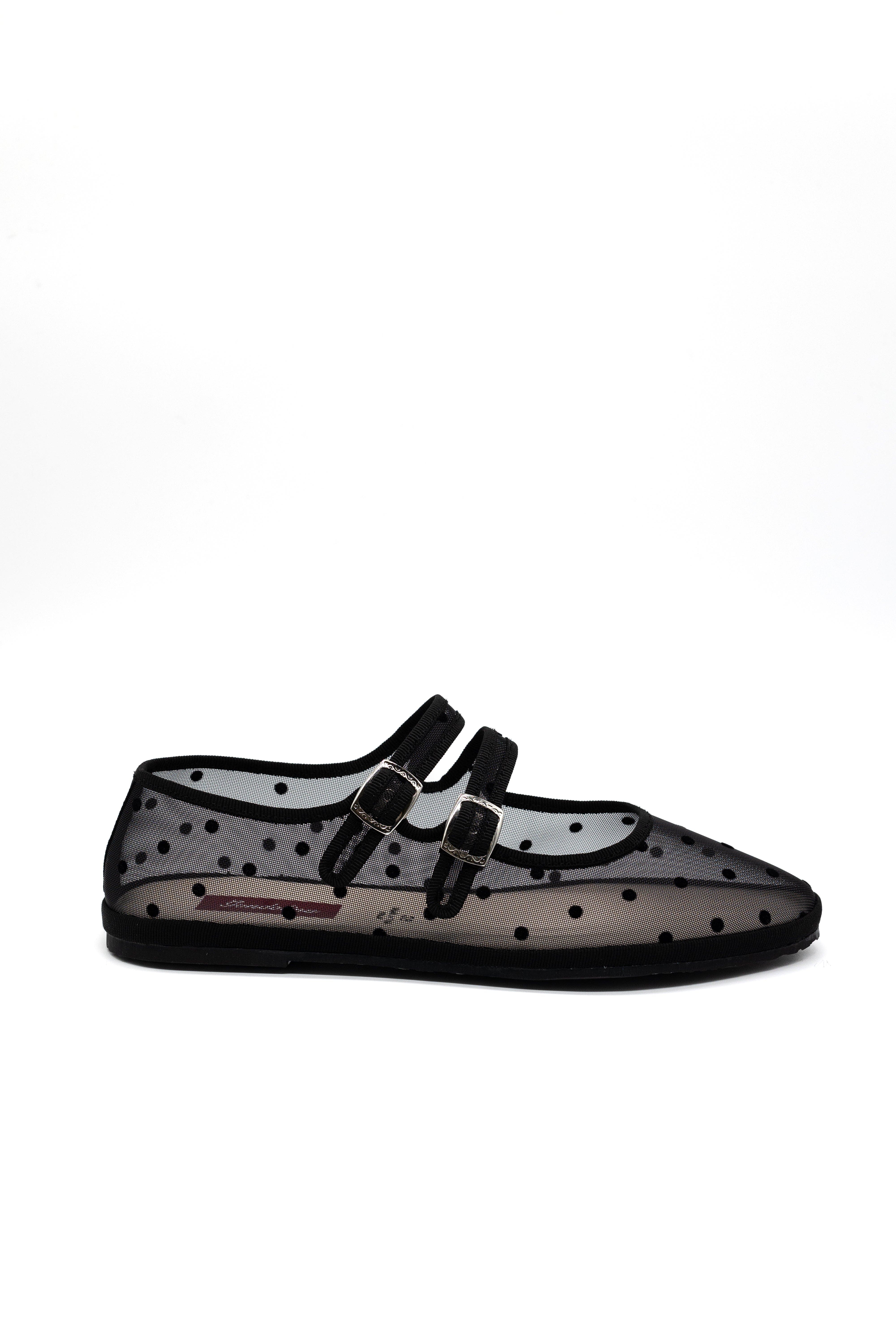 Moretta Double Strap Mary Jane Flats, Alternate, color, Black Dots