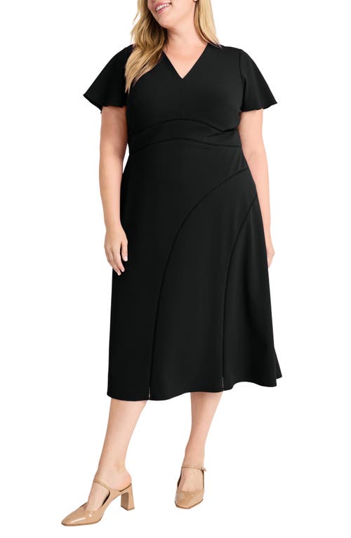 Maggy London Plus Size Open Ladder-trim A-line Dress In Black