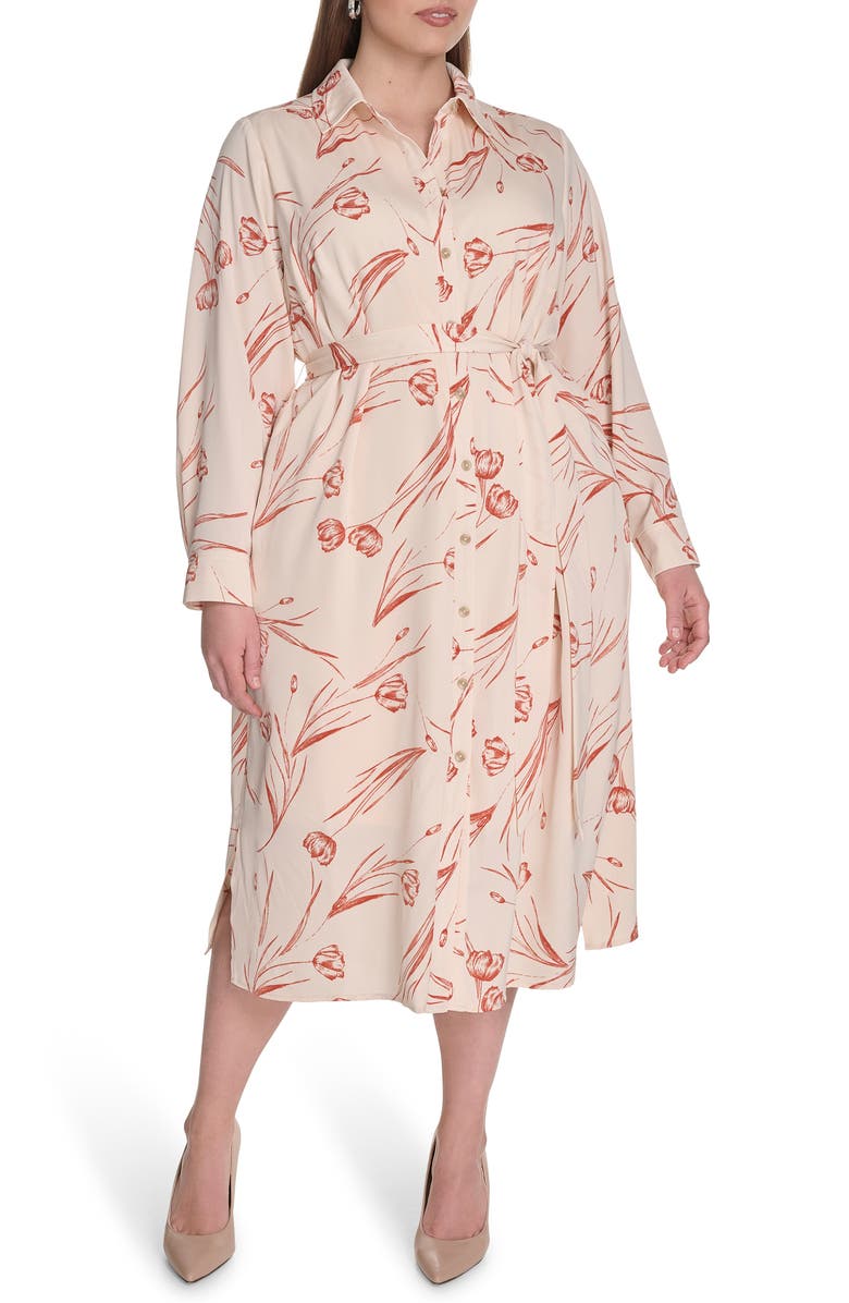 Floral Long Sleeve Shirtdress