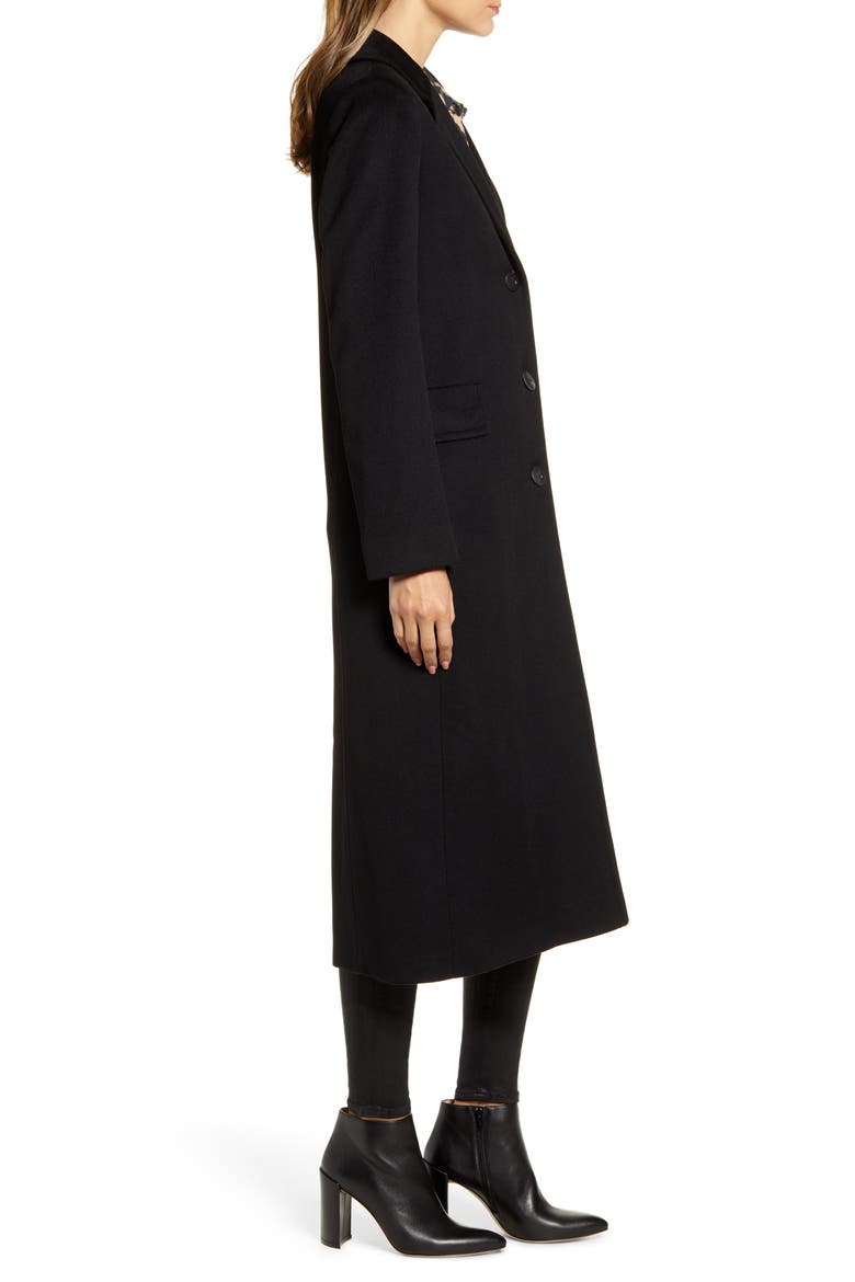 Notch Collar Wool Maxi Coat (Nordstrom Exclusive), Alternate, color, BLACK