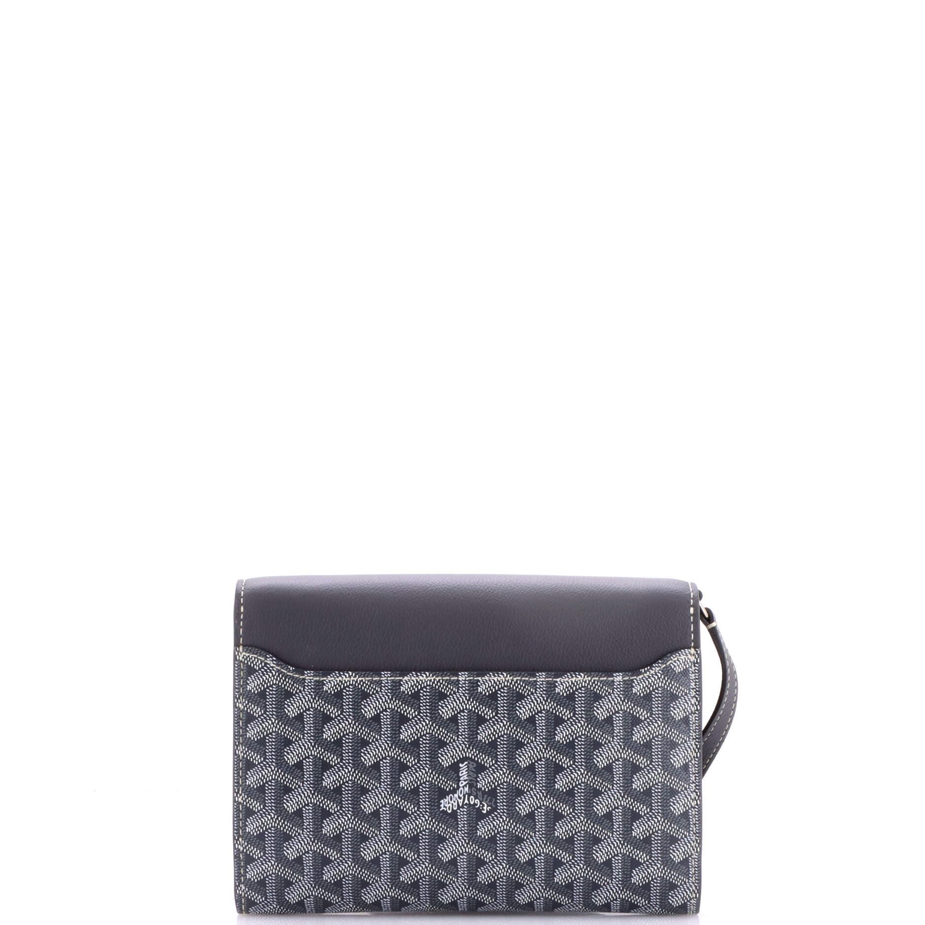 Pre-Owned Goyard Chypre Wallet on Strap Coated Canvas with Leather, Alternate, color, Gray
