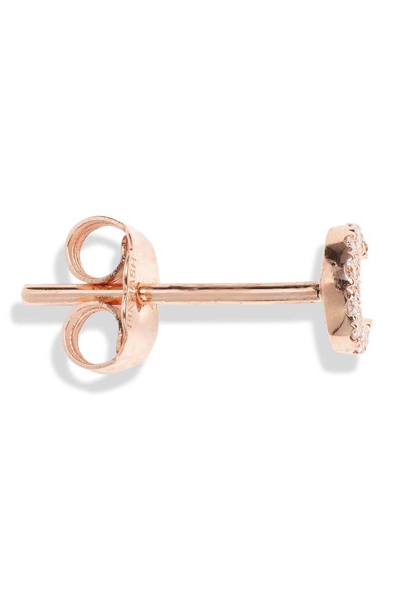 Small Diamond Moon Stud Earring, Alternate, color, ROSE GOLD