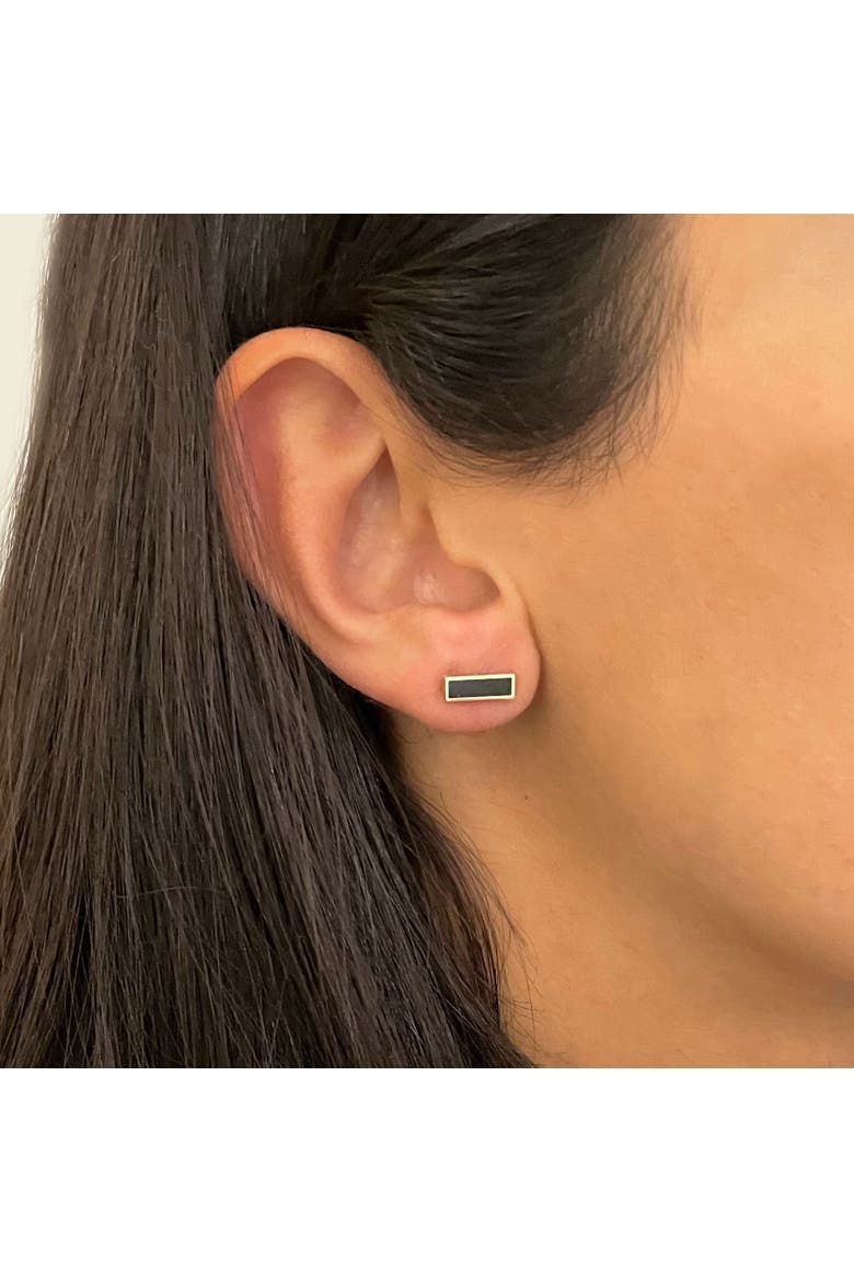 Onyx Bar Stud Earrings, Alternate, color, Onyx