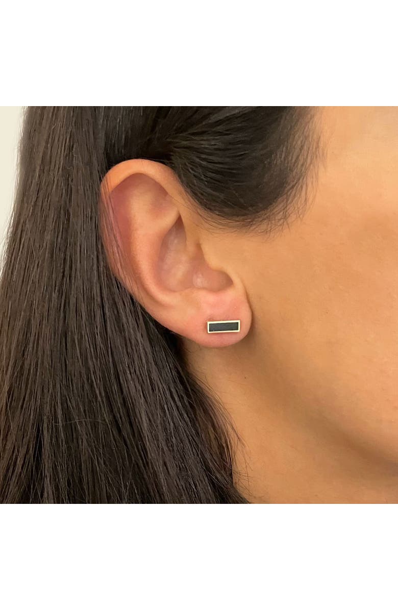 The Lovery Fine Jewelry Onyx Bar Stud Earrings, Alternate, color, Onyx