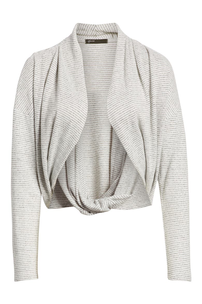 Gibson x Living in Yellow Diana Cozy Knit Wrap Top (Nordstrom Exclusive), Alternate, color, GREY/ IVORY