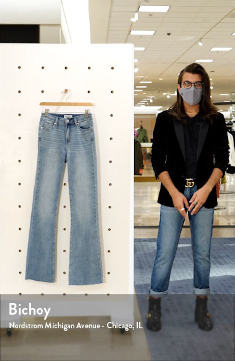 Transcend Laurel Canyon High Waist Raw Hem Flare Jeans, sales video thumbnail