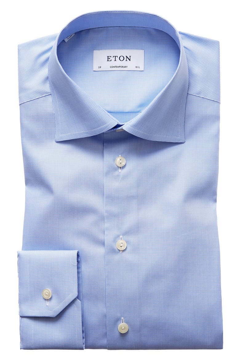 Contemporary Fit Houndstooth Dress Shirt, Main, color, BLUE