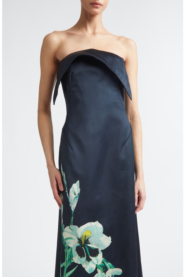 Floral Duchess Bustier Gown, Alternate, color, MIRRORED ORCHID NAVY